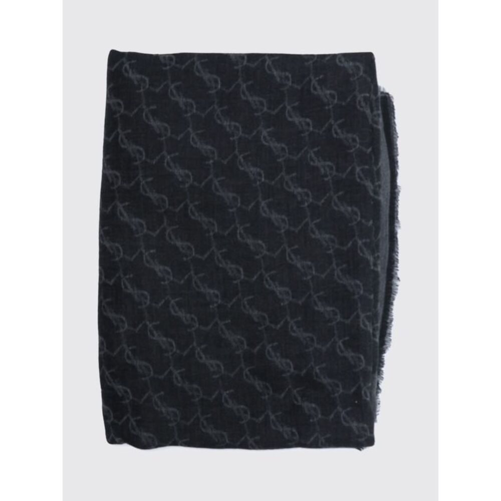 Saint Laurent Men Saint Laurent Ysl Monogram Jacquard Cashmere Blend Scarf